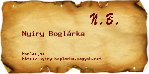Nyiry Boglárka névjegykártya